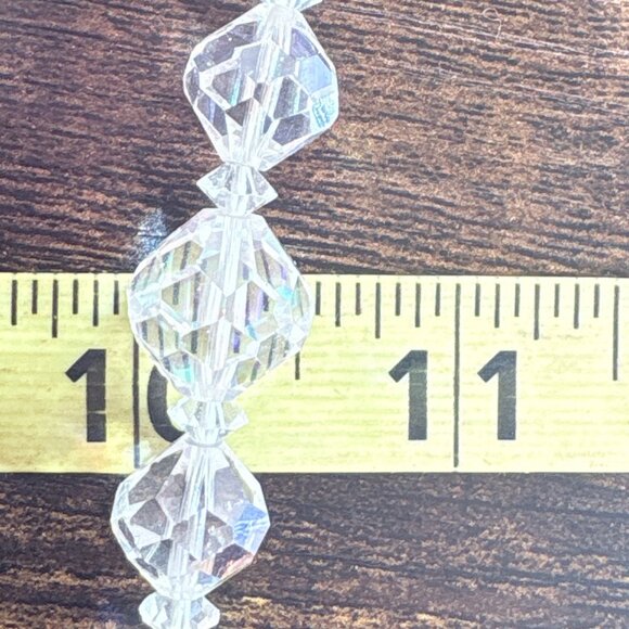 VTG Gold Tone Faceted White Crystal Beaded Fashion Necklace Size 18" Length - Picture 7 of 10